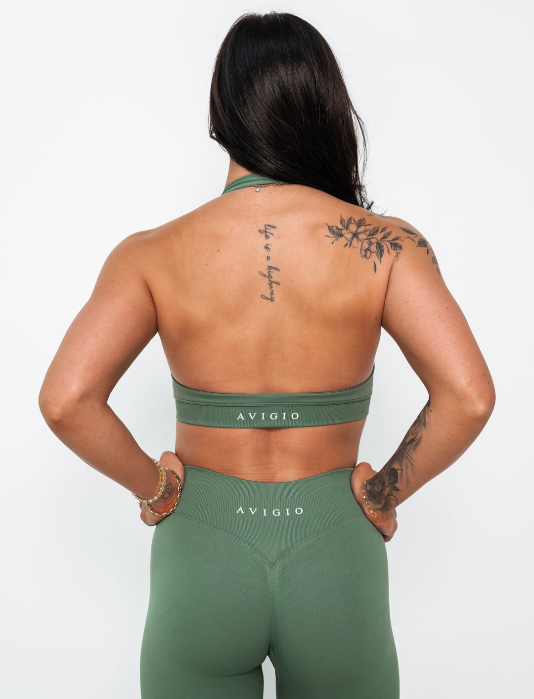 The Dawn Halter Bra- Sage Green