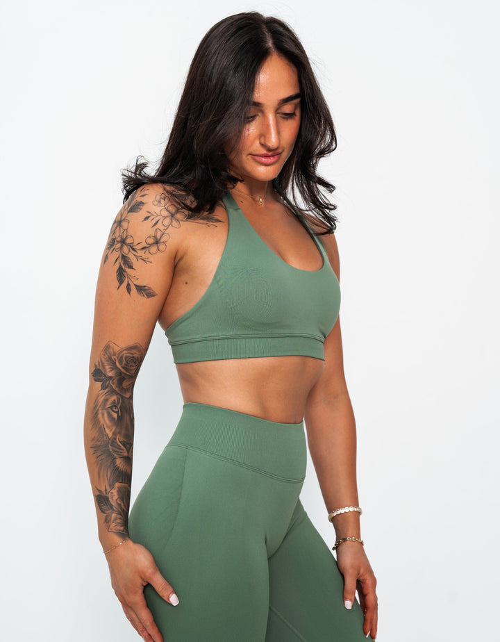 The Dawn Halter Bra- Sage Green