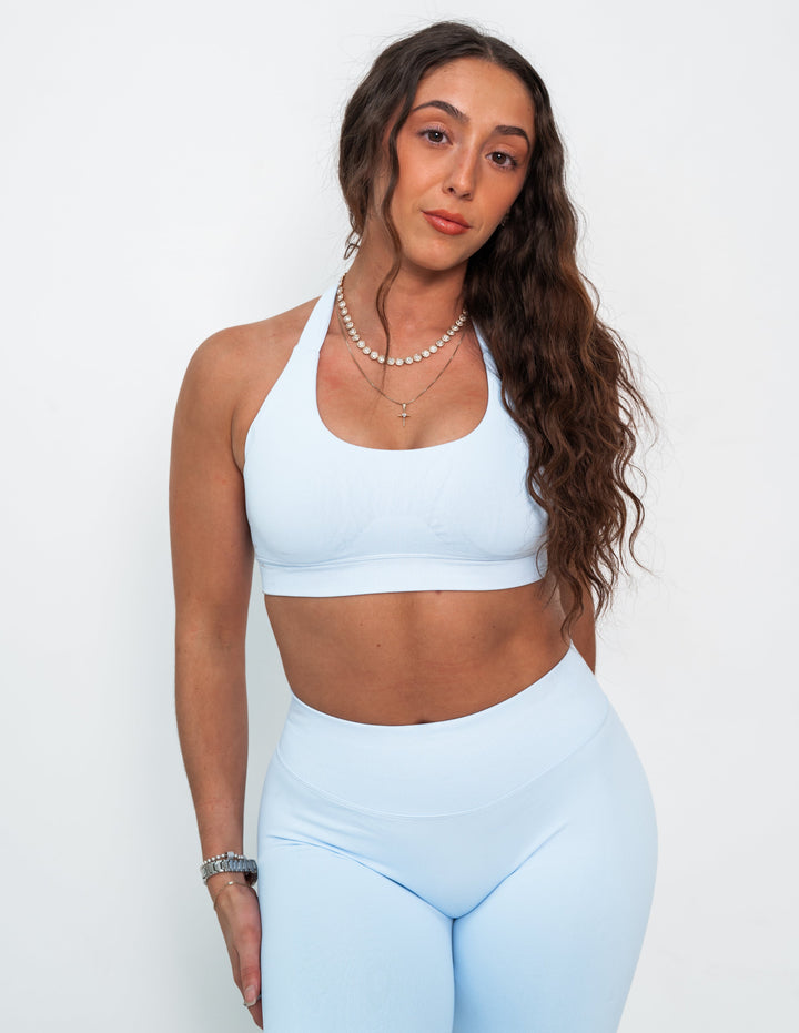 The Dawn Halter Bra- Horizon Blue